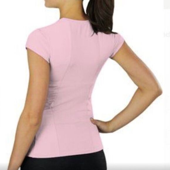 Alo Yoga CoolFit Light Pink Mesh Short Sleeve Stretch Performance Athetic Shirt - Picture 1 of 14